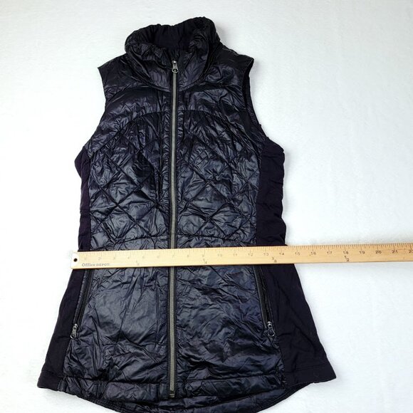 Lululemon Women's Black Down For A Run Slim-Fit Full-Zip Puffer Vest Size 4 - Picture 6 of 7